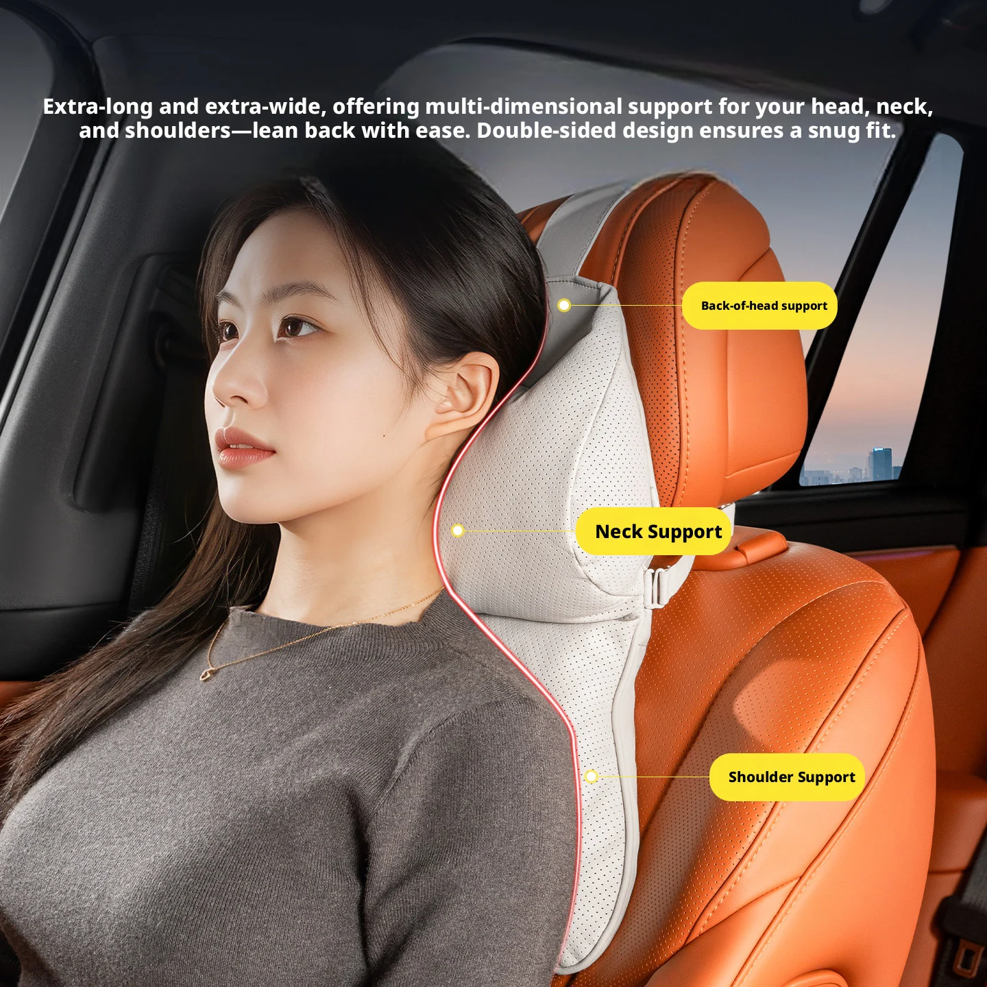 Suitable for Peugeot 3008 5008 508 / 508 SW Rifter Traveller Expert Nappa leather car headrest and shoulder protector integrater