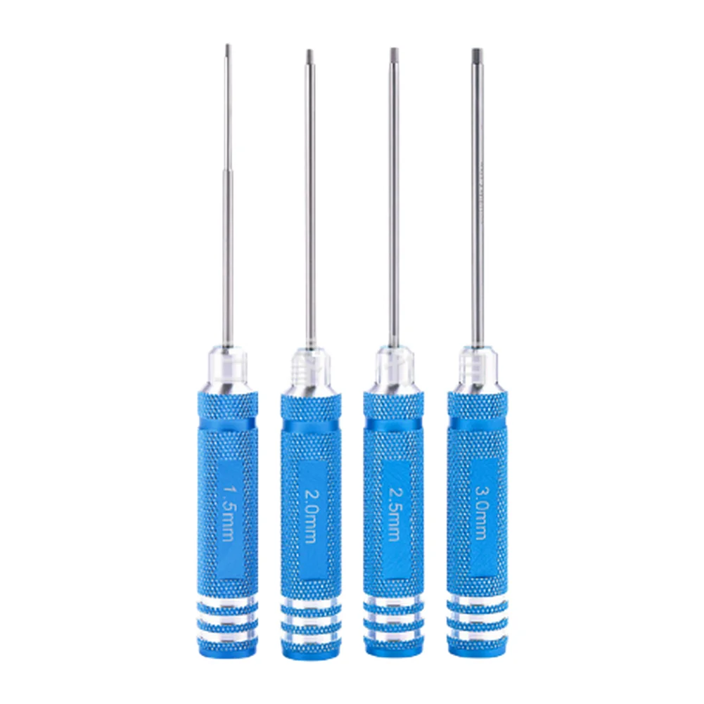 4pc Colorful Hex Screwdriver Set Made with HSS Core and Anodized Aluminum Shafts for Accurate Hex Fastener Engagement