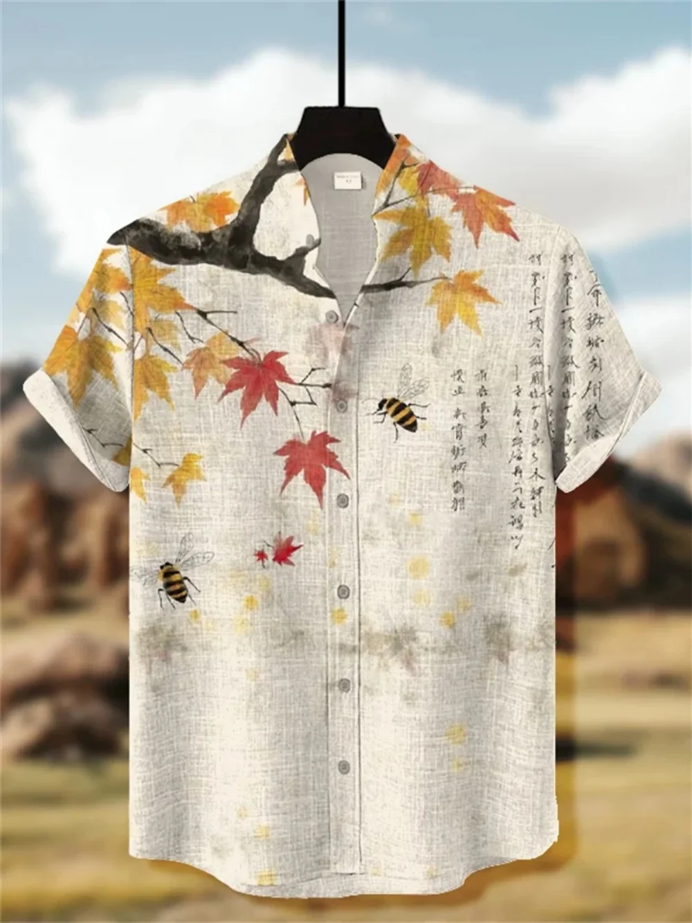 

Men's plus Size Short Sleeve Linen Shirt 3D Printed Leaf Pattern Breathable Top for Hawaii Beach Vacation Fast Shipping