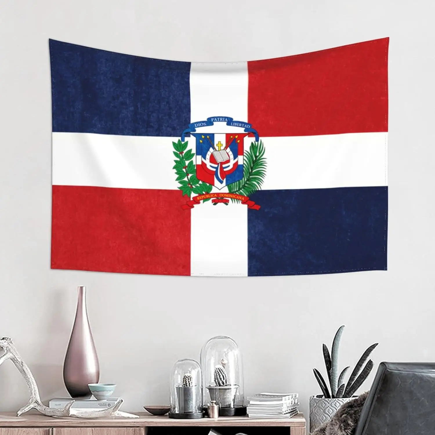 Dominican Republic National Flag Tapestry Wall Hanging Polyester Fabric Art Decor for Home Office Gift Pride Decorations