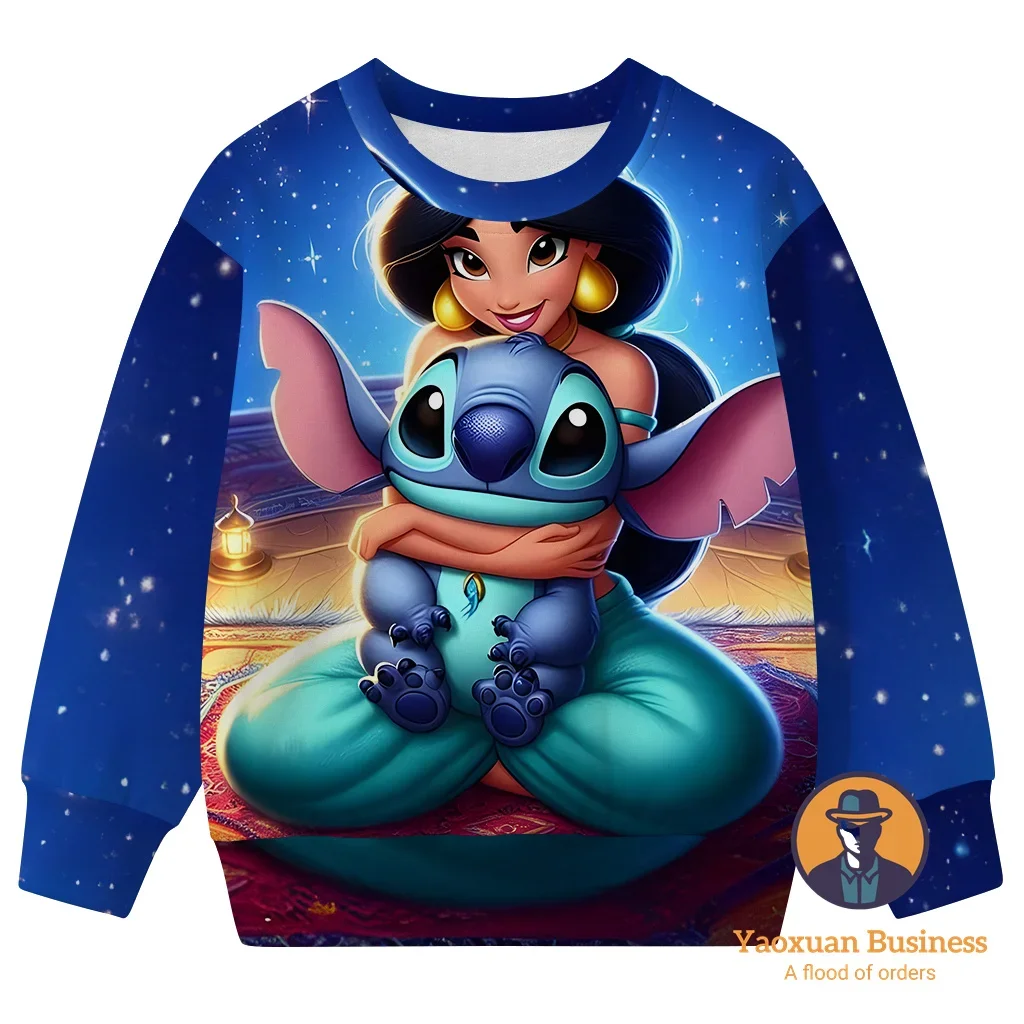 

Teens Kids Lilo&Stitch 2025 3D Crew Neck Sweatshirt Boys Girls Cartoon Print New Summer Hot Selling Trendy Fashion