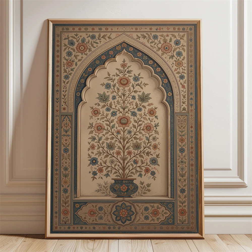 Rajasthani Haveli Doorway Wall Art Prints Indian Architecture Print Poster Blue Jaipur Arch Vintage Palace Entrance Decor