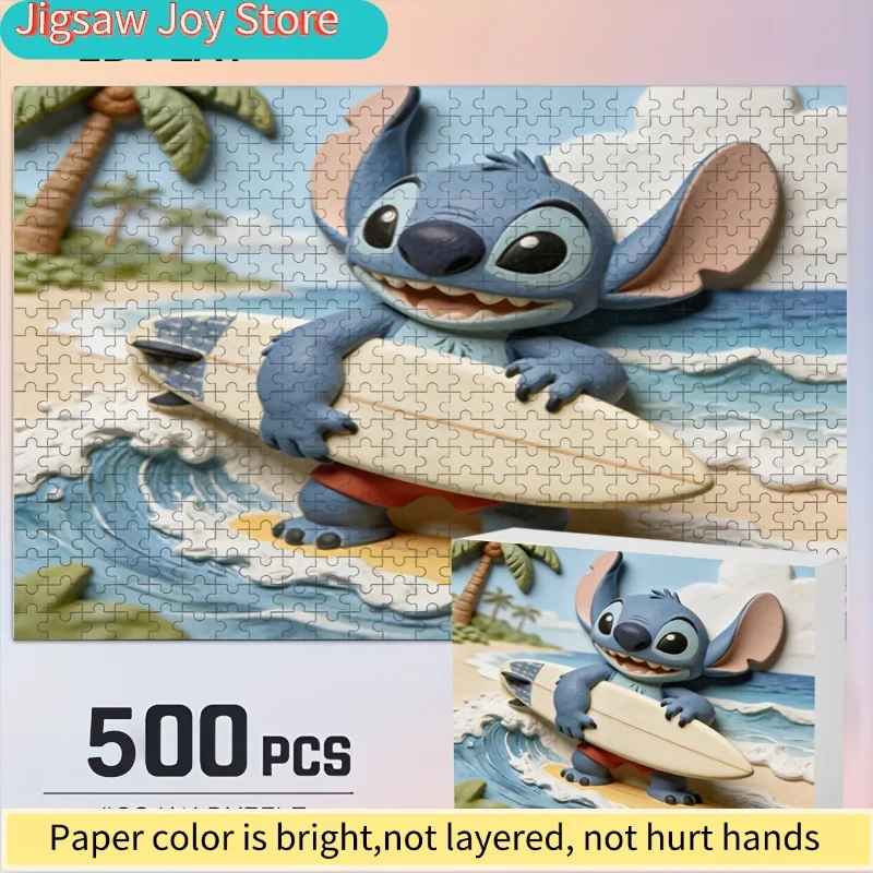 Puzzle 2D, płaskie, Disney, Stitch i Myszka Miki, odpowiednie dla dorosłych - wymagające łamigłówka, nostalgiczne dekoracja na ścianę lub przy łóżku