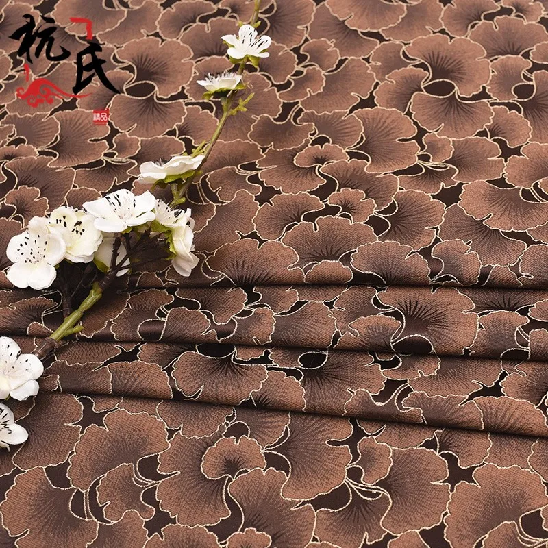 Ginkgo leaf nylon brocade fabric fashion cloth luggage handicrafts satin