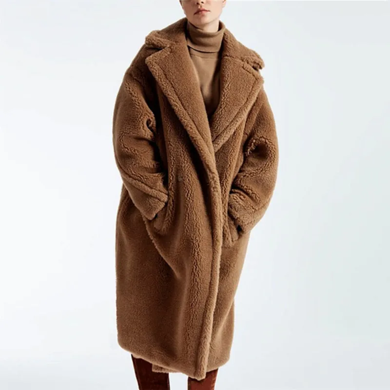 Winter Teddy Particle Velvet Thickened Lamb Velvet Fur Integrated Coat Women's Long Silhouette Loose Coat