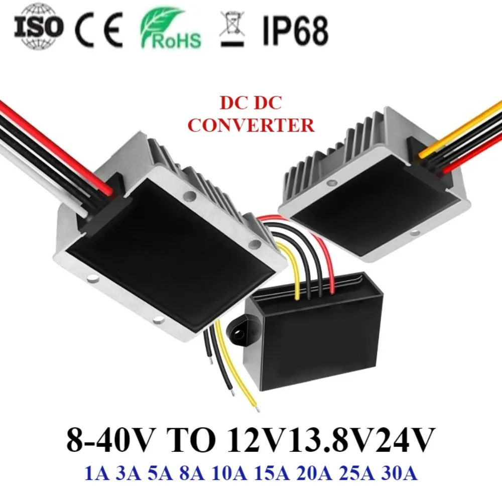 8-40V 12V 24V to 12V 13.8V 24V DC DC Converter Boost Buck Voltage 1A 3A 5A 10A 20A 30A Regulator Step Up Down Power Supply CE