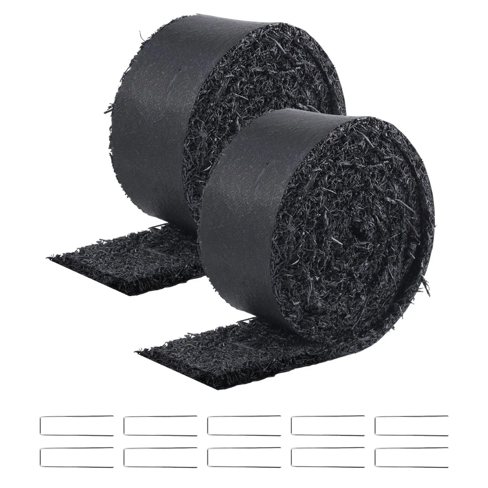 

2-Pack Rubber Mulch Mats – 120”x4.5” – Recycled, Permanent Pathway – Natural-Looking Black for Gardens & Landscaping