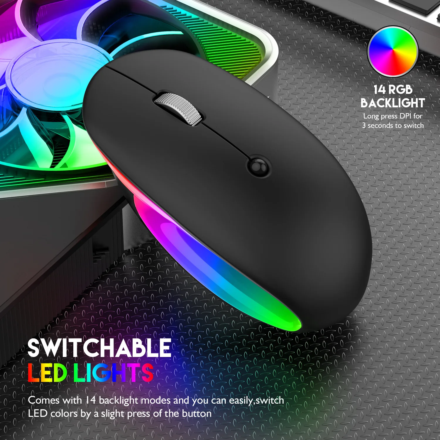 

2400DPI RGB 2.4G Bluetooth Mouse Wireless Ergonomic Design Type-C Gaming Mouse Mice for Windows IOS Android 2022