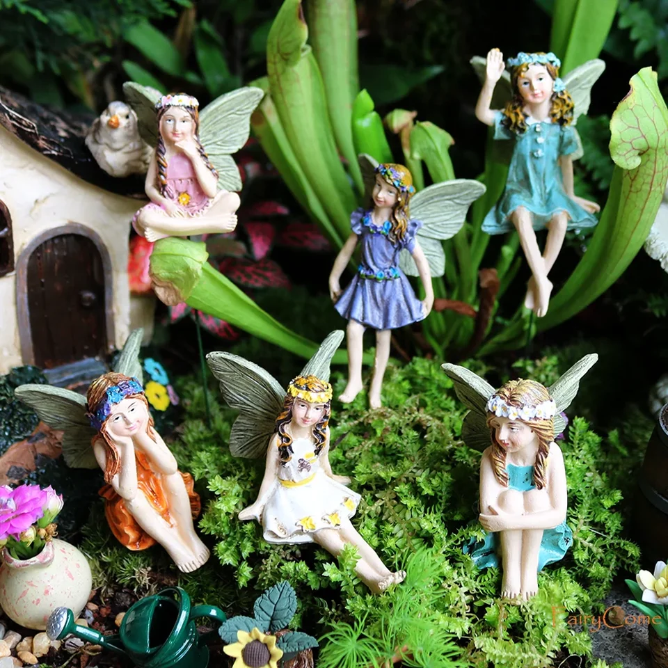 ミニチュアガーデン妖精フィギュア樹脂製ミニ妖精像フィギュア妖精