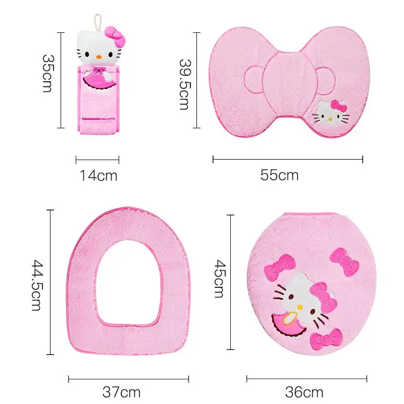 Nowy Kawaii Hello Kitty pluszowe mata toaletowa antypoślizgowe maty podłogowe Cartoon Kt kuweta pokrywa Pad uchwyt na papier łazienka przeciwpoślizgowe dywan