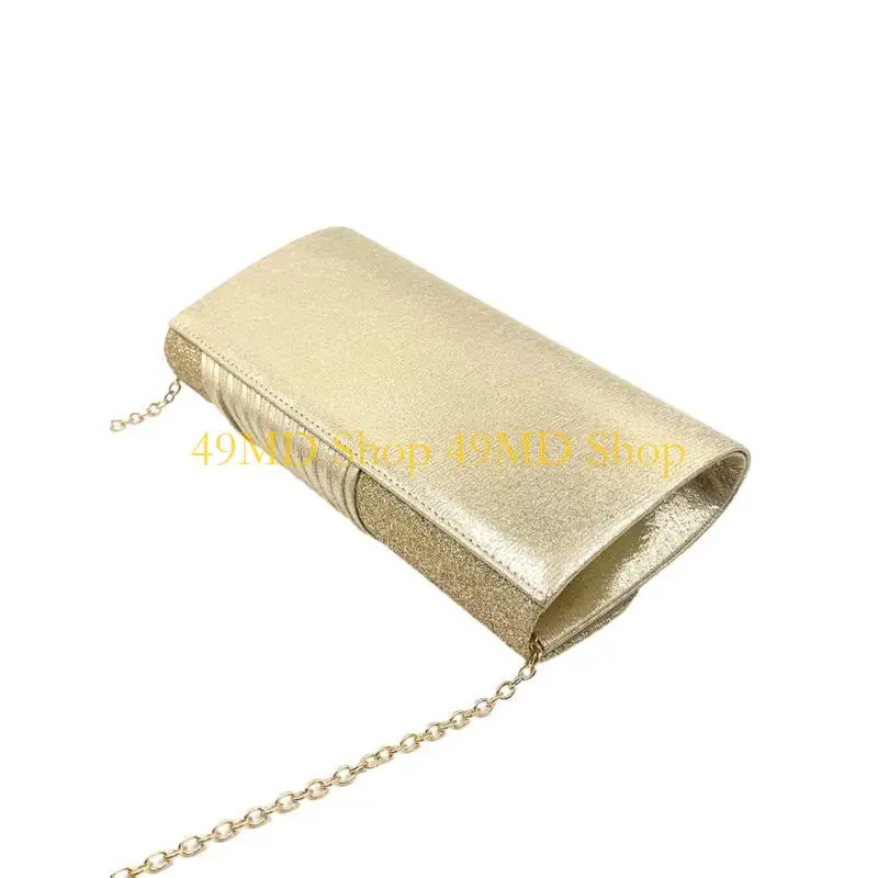

49MD Pleated Handbags Party Shoulder Clutch Bag Wedding Party Bridal Purse