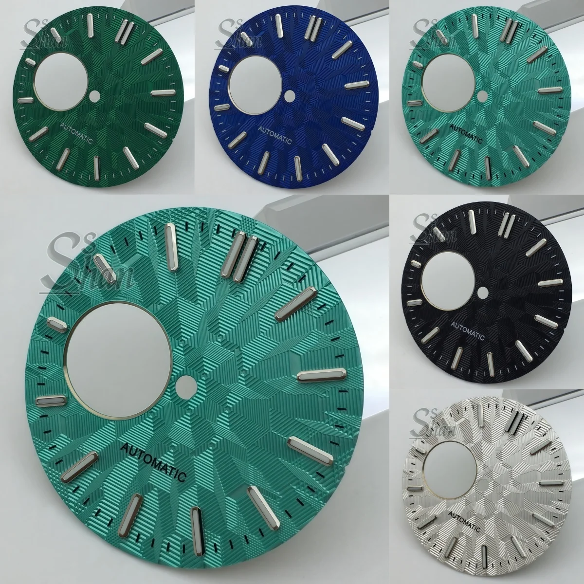 31mm Hollow‑Out Watch Dial Blue/Green/White/Black Colors Available Green Luminous Dial Replacement Accessory for NH38 Movement
