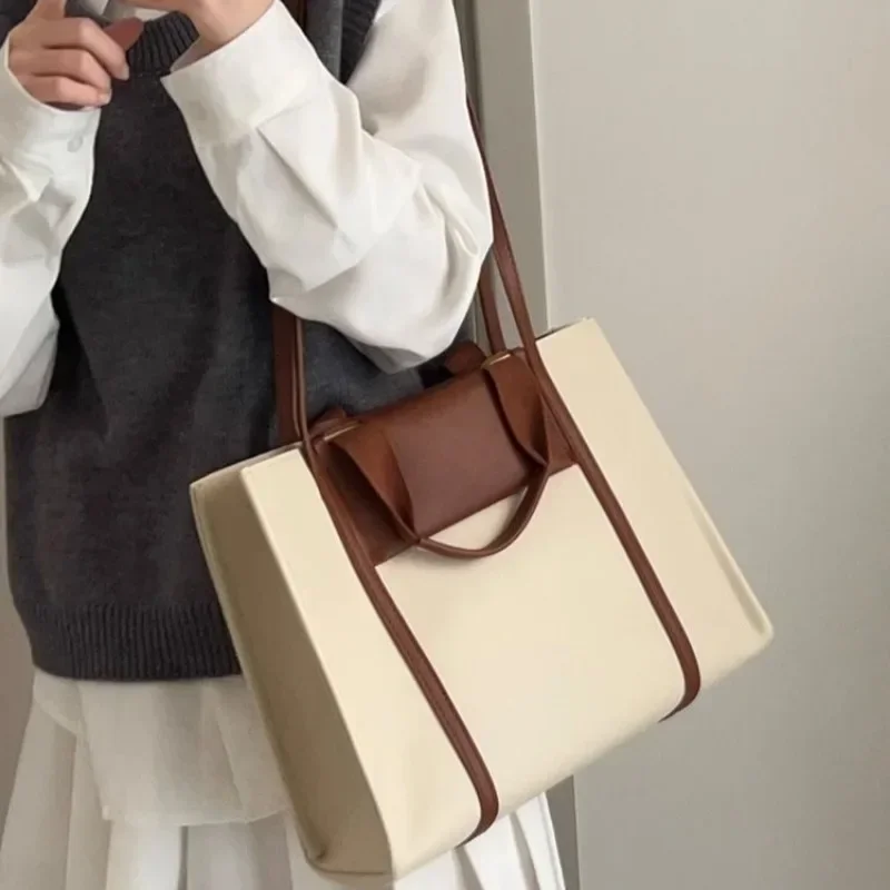 Leather Tote Bags Women Large Capacity Underarm Korean Fashion Elegant Famous Lady Commuter Students Handbags Outdoor Bolsos