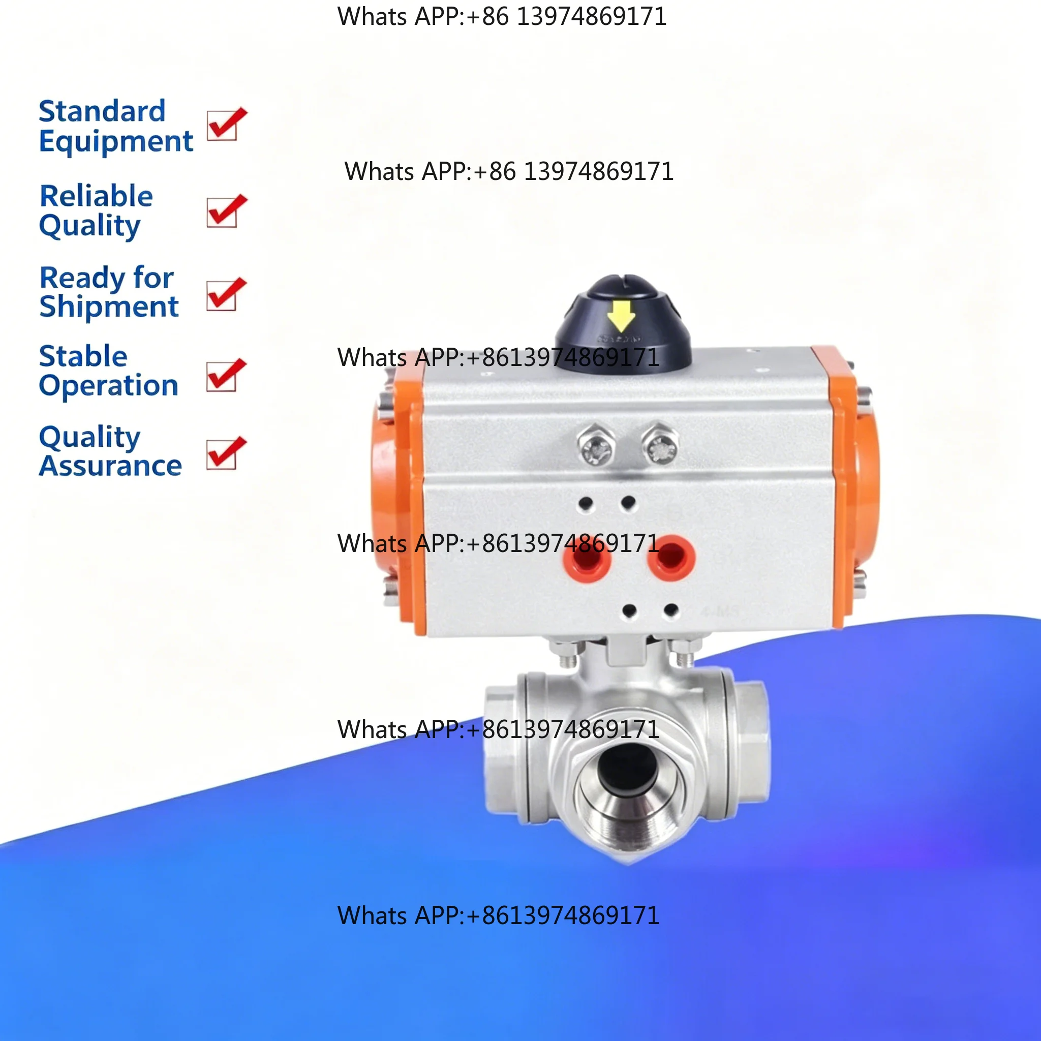 Q614F-16/25/40/64R Pneumatic 316 Stainless Steel L-shaped Three-way Ball Valve DN