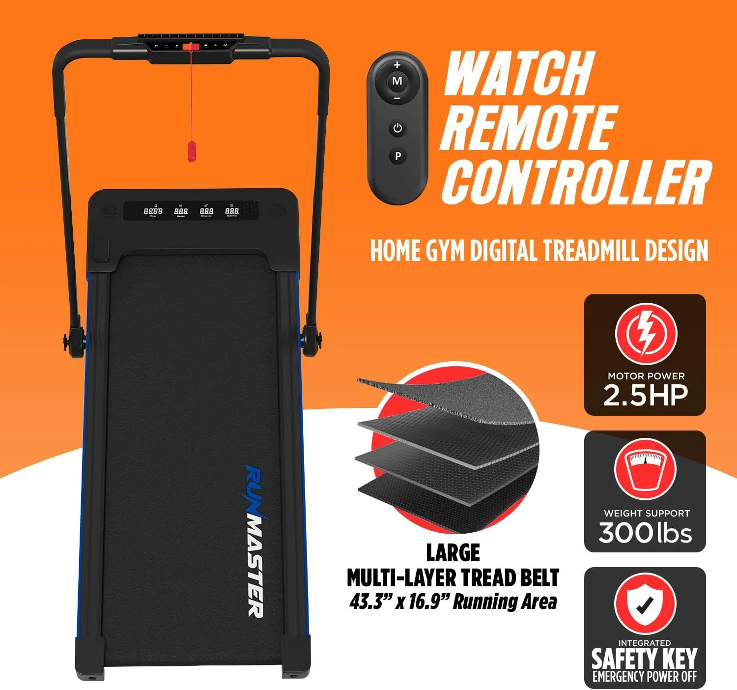 Under Desk Walking Pad Treadmill - 320 Lbs Weight Capacity, Quiet & Efficient Motor, 4 LED Display, Space-Saving Portable Jogging Machine with Remote Control for Home and Office