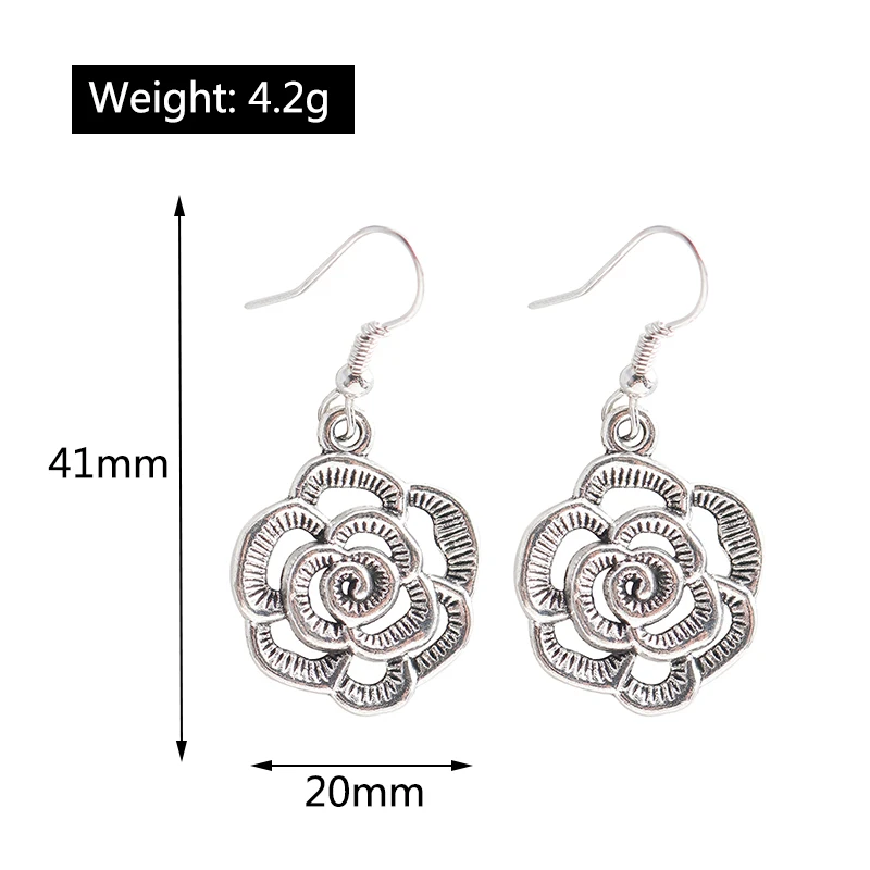 Bohemian Tropfen Ohrringe für Frauen Ethnische Retro Silber Farbe Tier Blume Quaste Baumeln Ohrringe Mädchen Party Urlaub Schmuck Geschenke – Detail 2