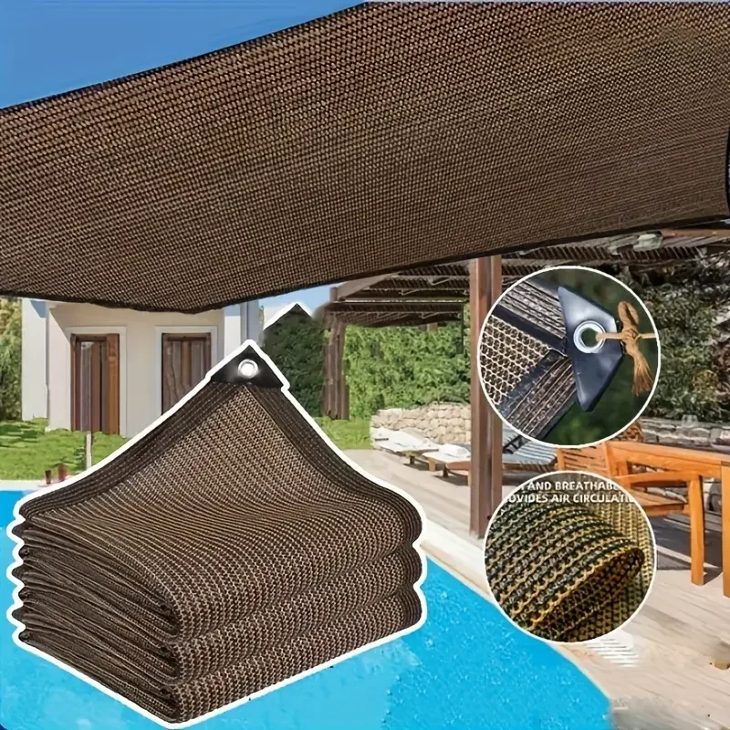 

Устойчивая к ультрафиолетовому излучению наружная солнцезащитная сетка из полиэтиленовой ткани кофейного цвета, подходит для парковки садов, теплиц и бассейнов