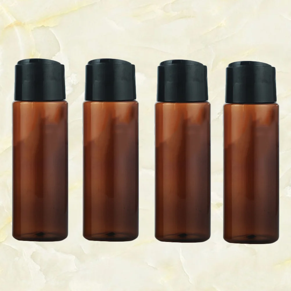 

4Pcs Emulsion Subpackaging Bottle Portable Lotion Dispenser Refillable Bottle with Lid Brown (250ml)