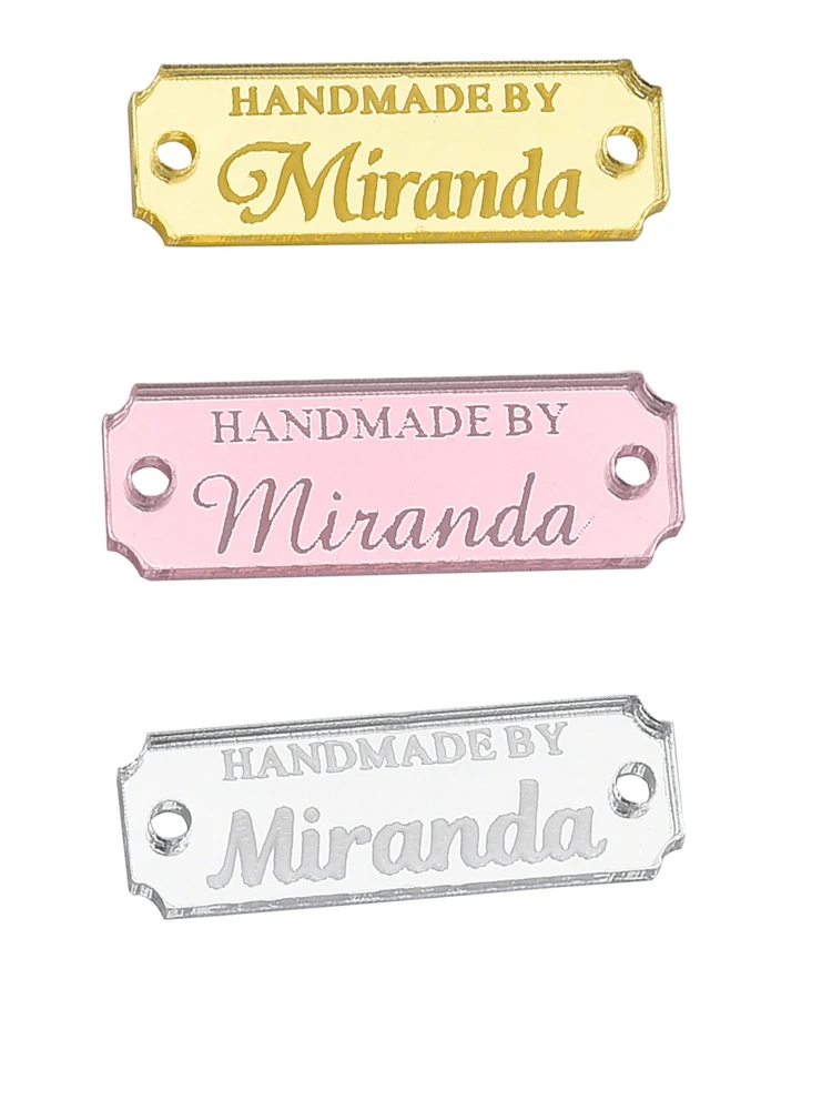 Personalized Engraved Acrylic Clothing Labels Handmade Brand Tags Knitting Knitted Labels Name Custom Garment Accessories FZFL01