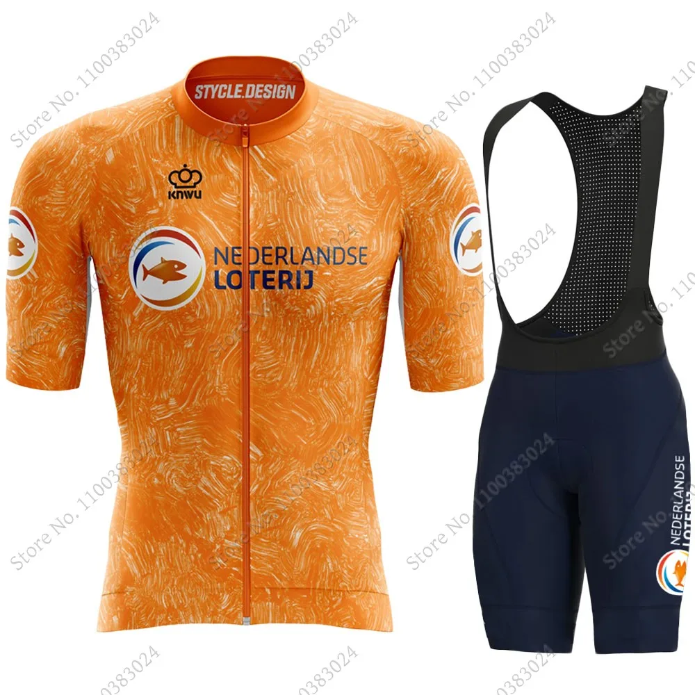 2023 Netherlands National Team Cycling Jersey Set Bicycle Clothing Road Bike Shirts Suit Bicycle Bib Shorts MTB Ropa Maillot