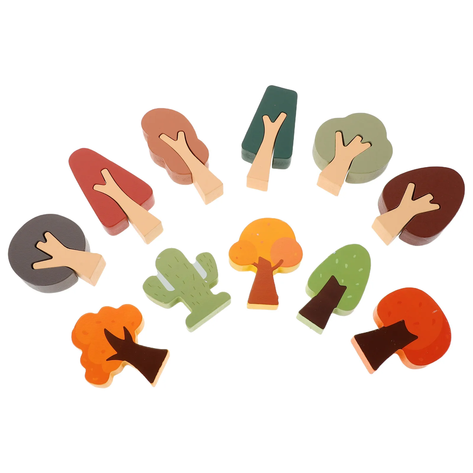 11-delige houten baanboomaccessoires miniatuurplanten kerstbeeldjes flessenborstel bomen bos zintuiglijk speelgoed