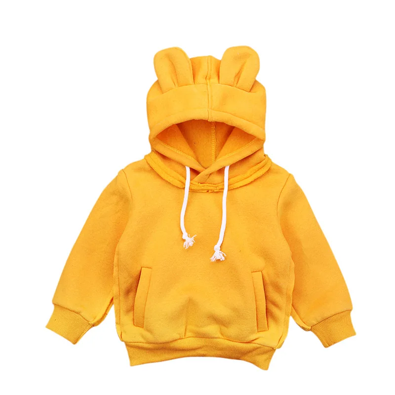 

Hooded Pullover Kid Hoodies Sweatshirt Ears Solid Children Clothes Thicken Velvet Autume Coats Boy Tracksuit Girl Sportwear A672