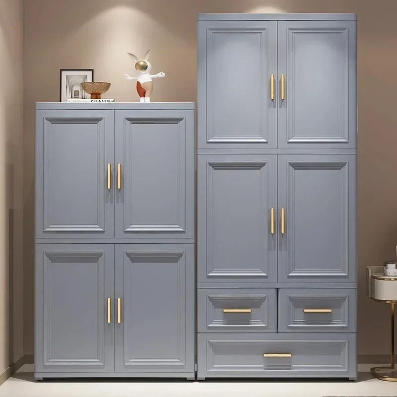 Double Door Foldable Wardrobe 70CM Wide Storage Wardrobes Home Storage Cabinet Multi-function Drawer Multi-layer Bedroom Closets
