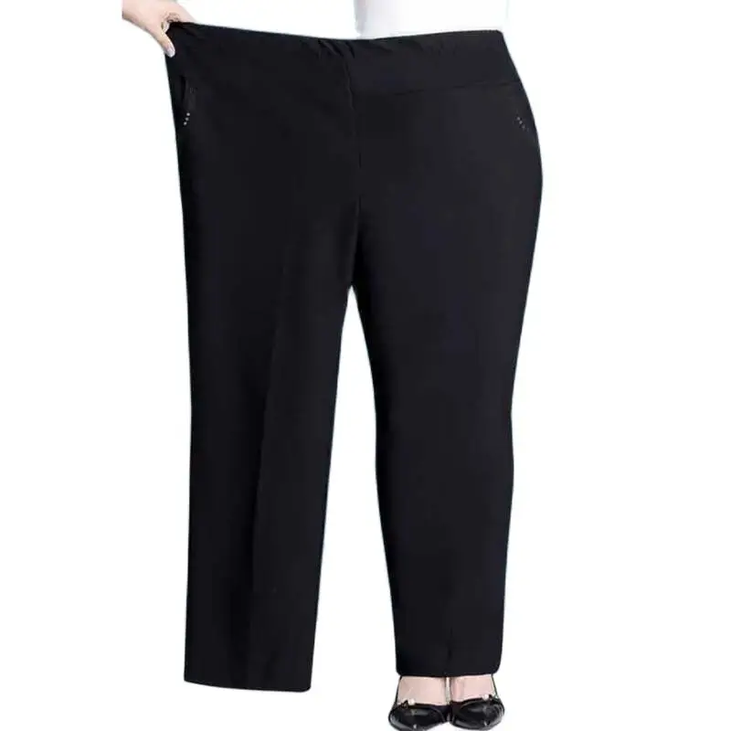 Autumn Winter Women Pants New Elastic High Waist Straight Pants Middle Elderly Mom Casual Pants Oversize XL- 9XL Female Trousers