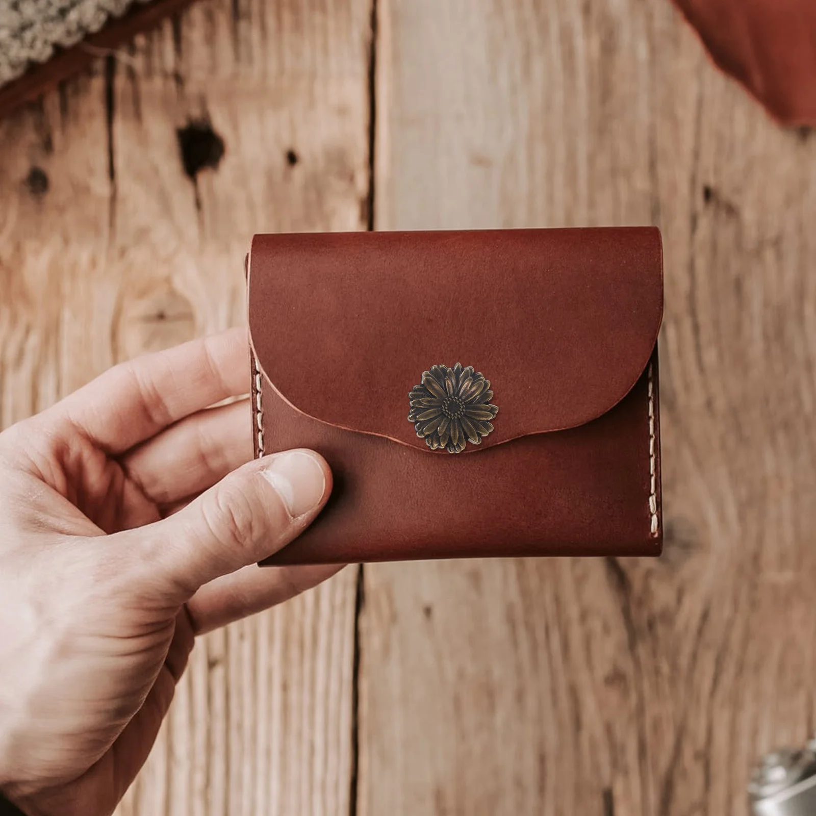 

10 set Pure Copper Wallet Snap Button Retro Daisy Buckle Set Alloy Clasp For Diy Craft Bag Tote Purse Handbag Closure