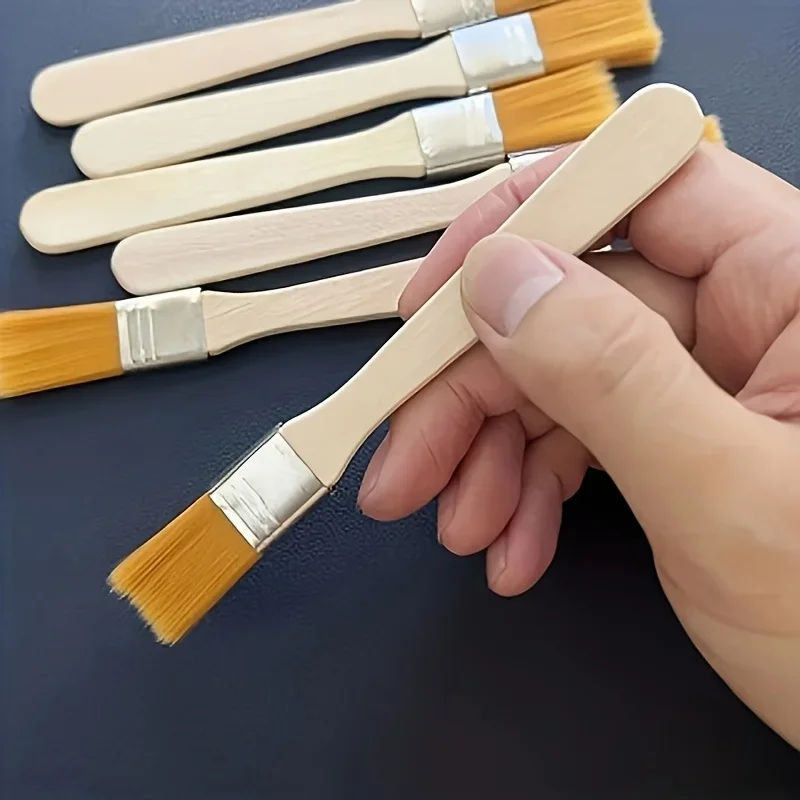 Conjunto de 10 Pincéis de Nylon com Cabo de Madeira para Pintura a Óleo, Limpeza e Remoção de Poeira - Ferramentas Manuais Não Recarregáveis Sem Bateria