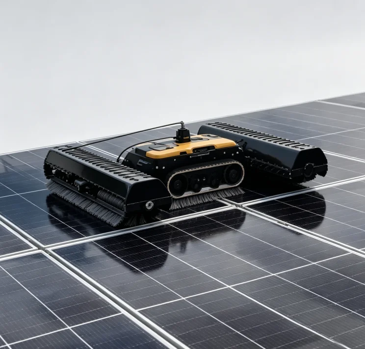 Remote Control Crawler Solar Cleaning Robot Photovoltaic Panel Washing Equipment Dry Wet Option Boost Output Efficiency