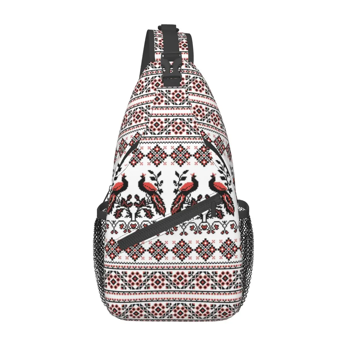 Ukrainian Embroidery Sling Bags Chest Crossbody Shoulder Backpack Outdoor Hiking Daypacks 3D Bohemian Geometric Printed Bookbag