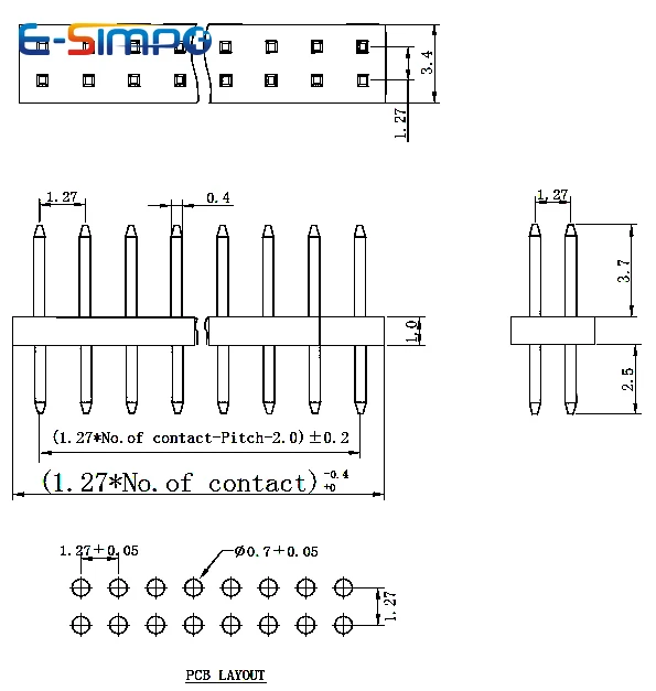 10pcs 1.0mm 1.27mm 2.0mm 2.54mm Pin Header Double Row Male 1/2~40P Breakaway PCB Board Connector Strip Pinheader 1*2/2P 4P 6-40p image 6