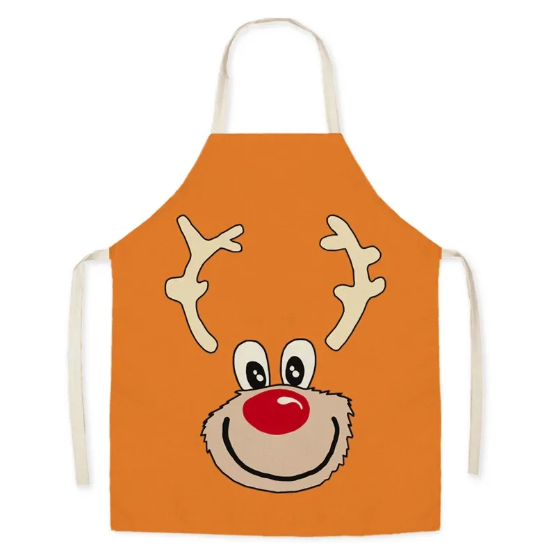 Cartoon Gingerbread Man Print Apron Christmas Decoration Party Apron Adult Kitchen Cooking Cleaning Accessories Kids Bibs