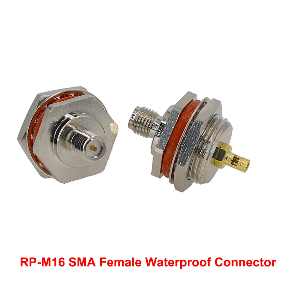 10PCS/lot Waterproof Nut Bulkhead RP-M16 SMA Female Jack Connector Crimp RG174/RG316/LMR100 Coaxial Cable High Quality