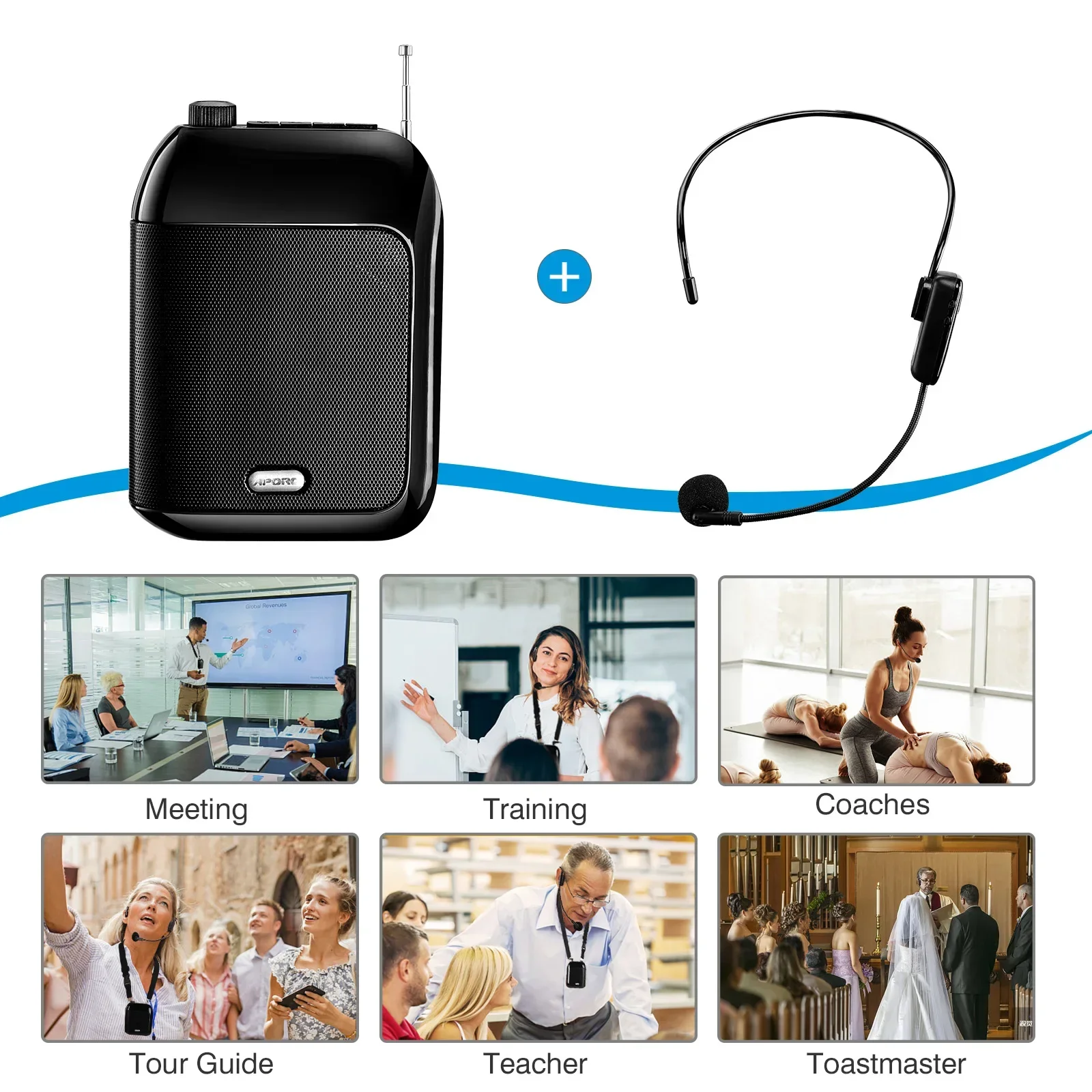 

Bluetooth UHF Wireless Voice Amplifier Portable For Teaching Lecture Tour Guide Promotion U-Disk Megaphone Microphone Speaker