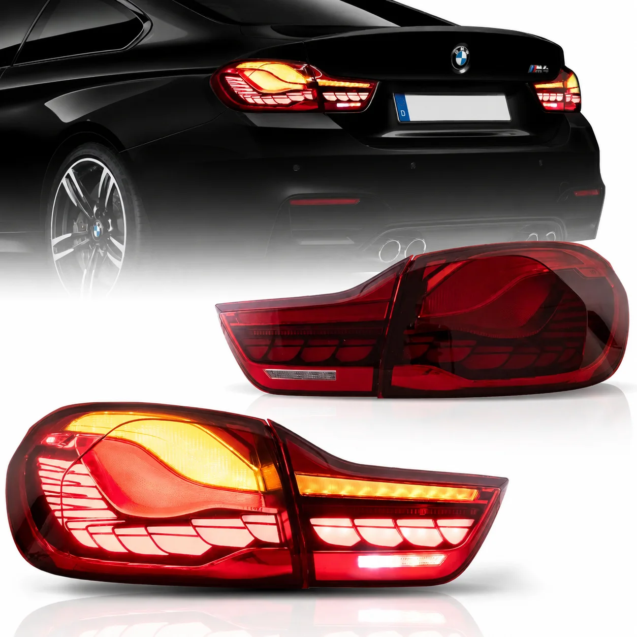 Feux arrière LED style GTS pour BMW Série 4 M4 F32 F36 F82 F83 2014-2020, clignotants dynamiques séquentiels, animation de démarrage