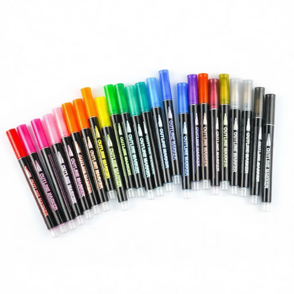 Metallic Shimmer Outline Markers Double Line Pens For Journaling Scrapbook Drawing Art Supplies Creative Colorful Stationery