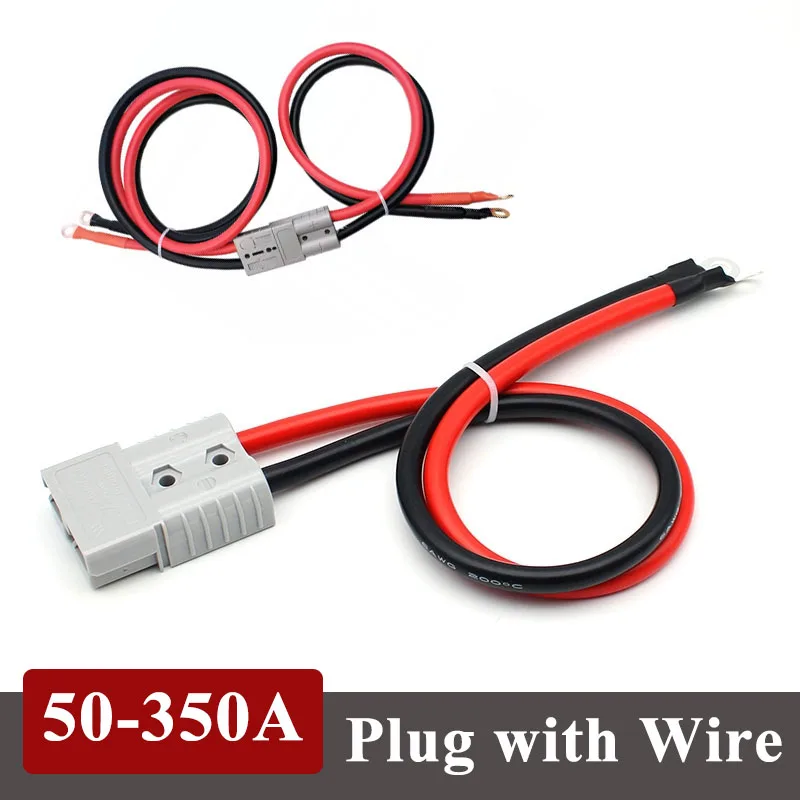 1pc 50A 120A 175A 350A Power Plug with 20-150cm Wire 600V 4-50 Square Male Female Rechargeable Battery Connector Cable