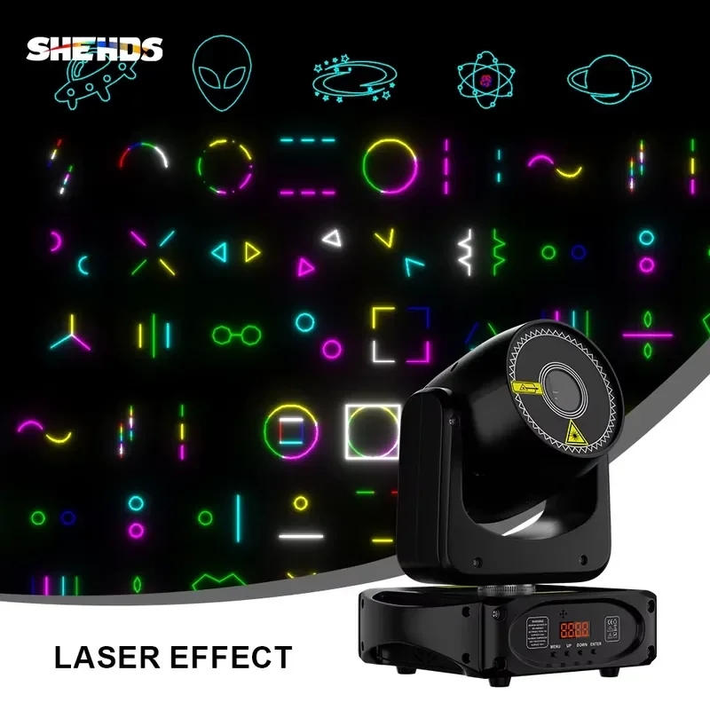 SHEHDS 3W Moving Head APP ILDA DMX Control Advertising Led Wire up for Party Festival