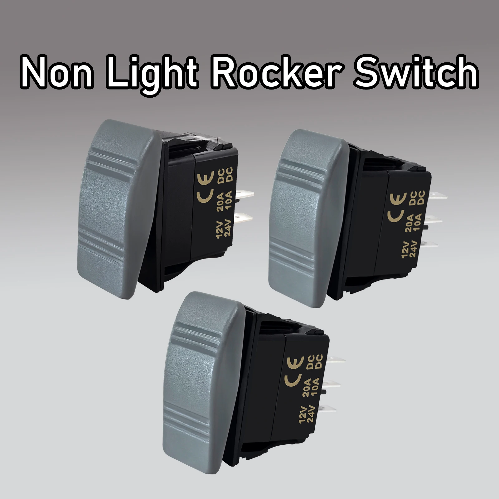 2/3/6Pin SPST/SPDT/DPDT Non Light Grey Rocker Switch Waterproof IP66 No Light Pollution for Car Boat Motorcycle Truck Yacht