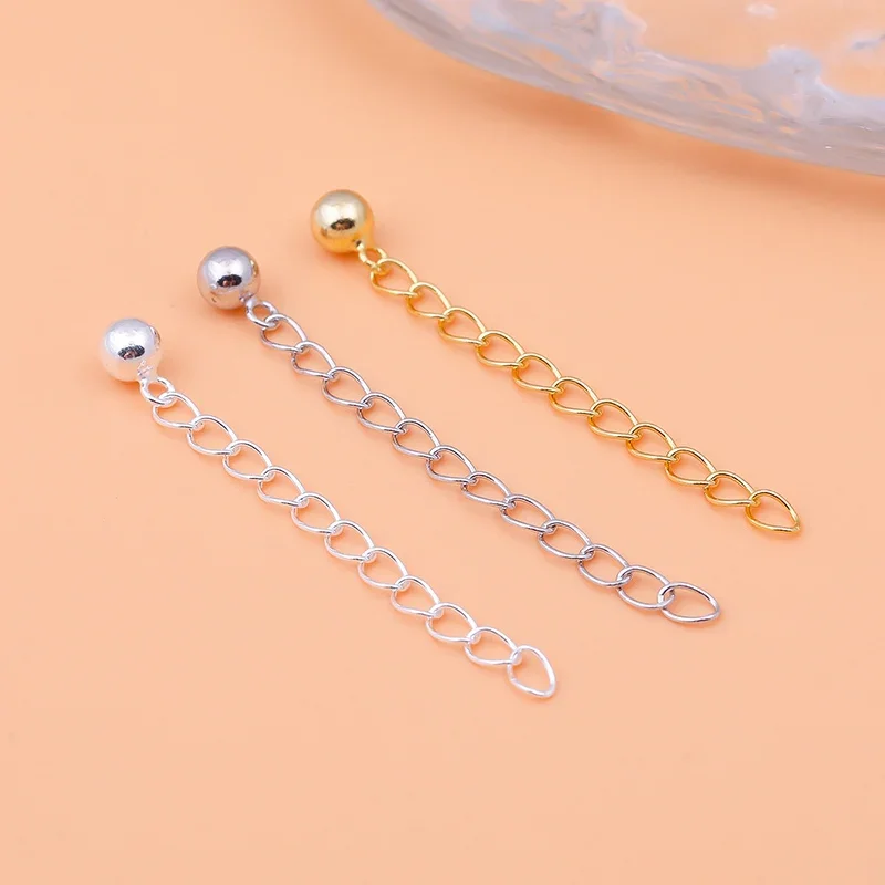 S925 sterling silver extension chain tail chain ball chain handmade DIY bracelet necklace adjustment chain accessories