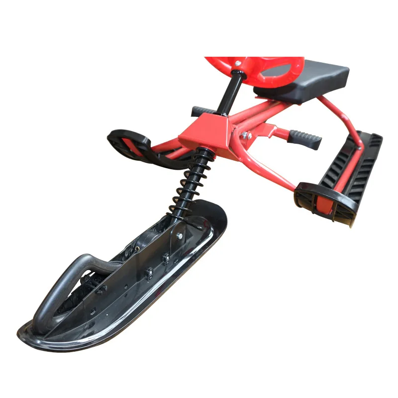 Winter Ski Sled for Kids and Teens with Sensitive Steering Wheel, Twin Brakes and Pull Rope