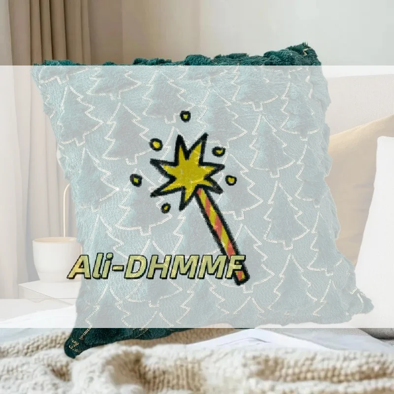 

Christmas Plush Pillow Cover - Embroidered Soft Cushion Case for Sofa, Festive Living Room Home Decor