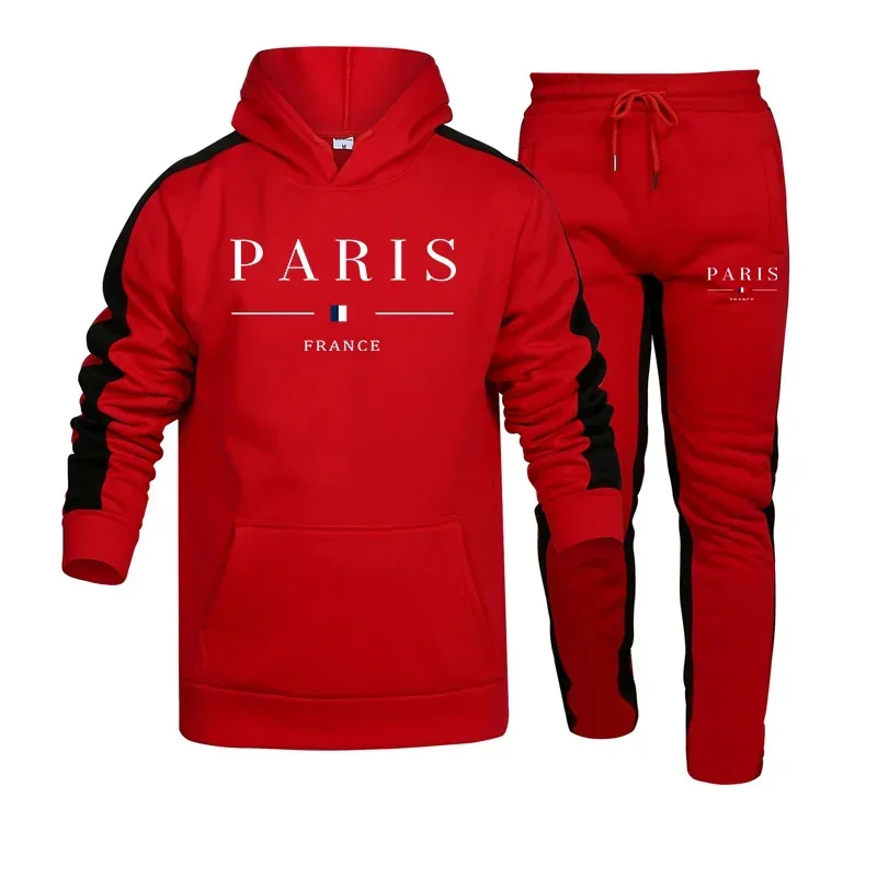 Fashion Casual Men Two Piece Hot Sale High Quality Men's Tracksuit Outdoors Sports Set Men Hoodie Comfortable Jogging Simplicity
