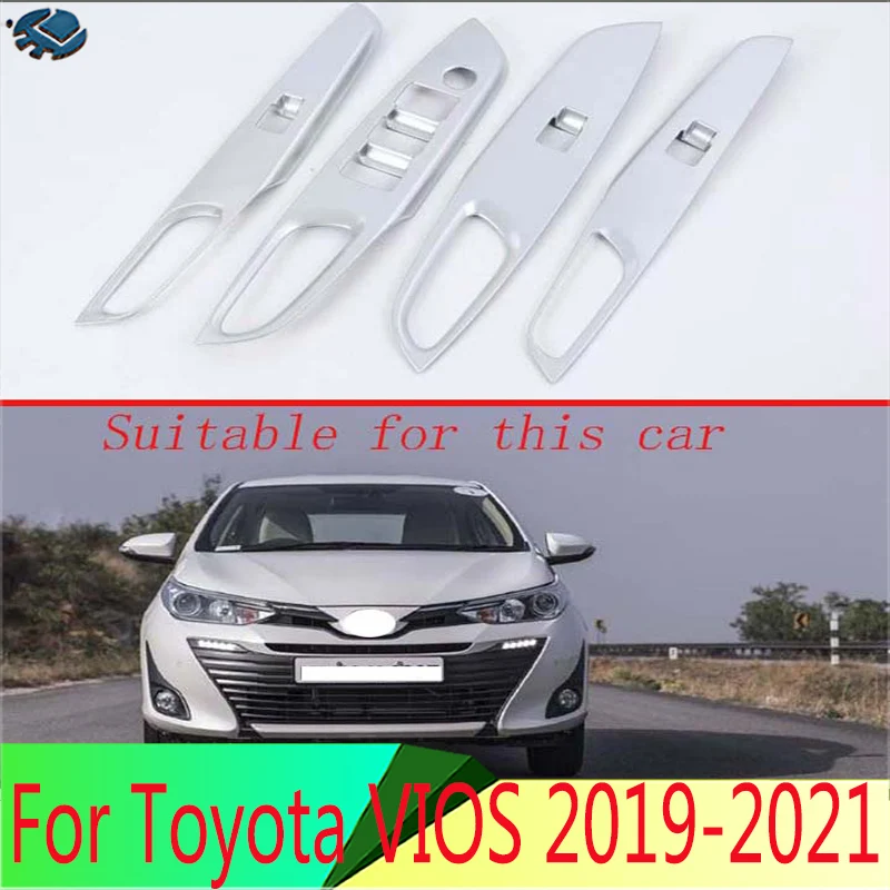 

Для Toyota VIOS 2019-2021, украшение для автомобиля, ABS, хромированный, матовый, для двери, окна, подлокотника, панель переключателя, отделка, молдинг, украшение