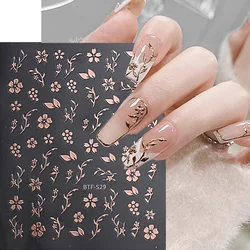 Flowers Nail Art Stickers Gold Silver Spring Summer Simple Florals Petals Leaf Self Adhesive Decorations For Nail Tips LEBTF-S29