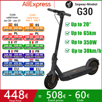 EU Stock Original Ninebot By Segway Max G30 Electric KickScooter 65Km Long Range 350W Motor 30km/h Max Speed Electric Scooter