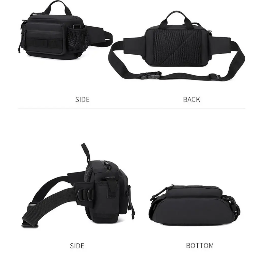 Oxford Cloth Waist Bag Multiple Pockets Adjustable Strap Crossbody Bag Water Resistant Breathable Back Panel Outdoor Chest Bag