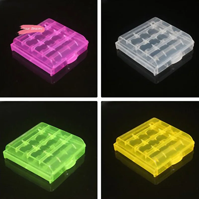 Y-Colorful - Estuche de plástico para pilas, caja de almacenamiento rígida para 4 pilas AA AAA 14500 10440, organizador, paquete de 5